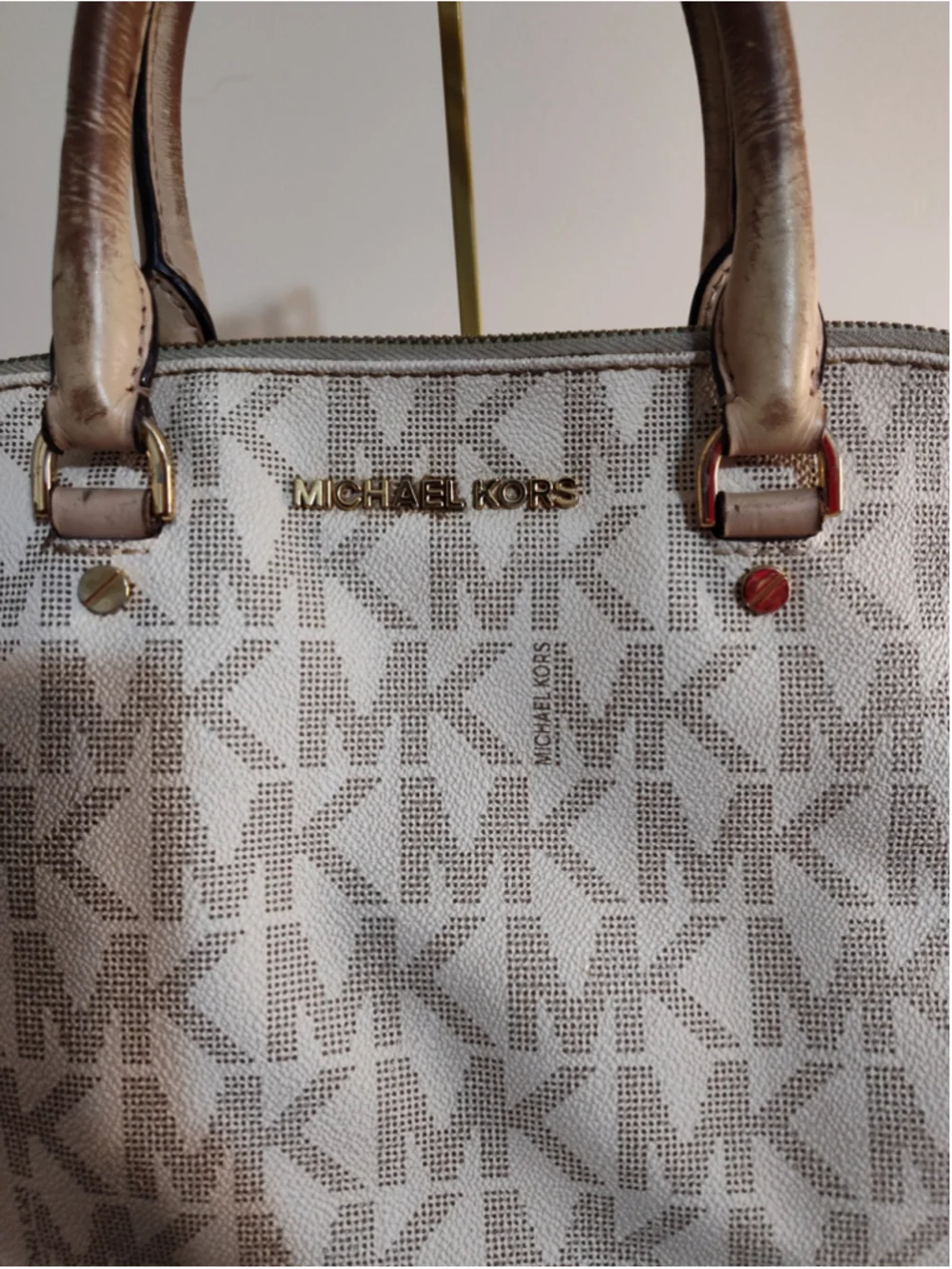 Women's Michael Kors Satchel Bag One Size White Beige
